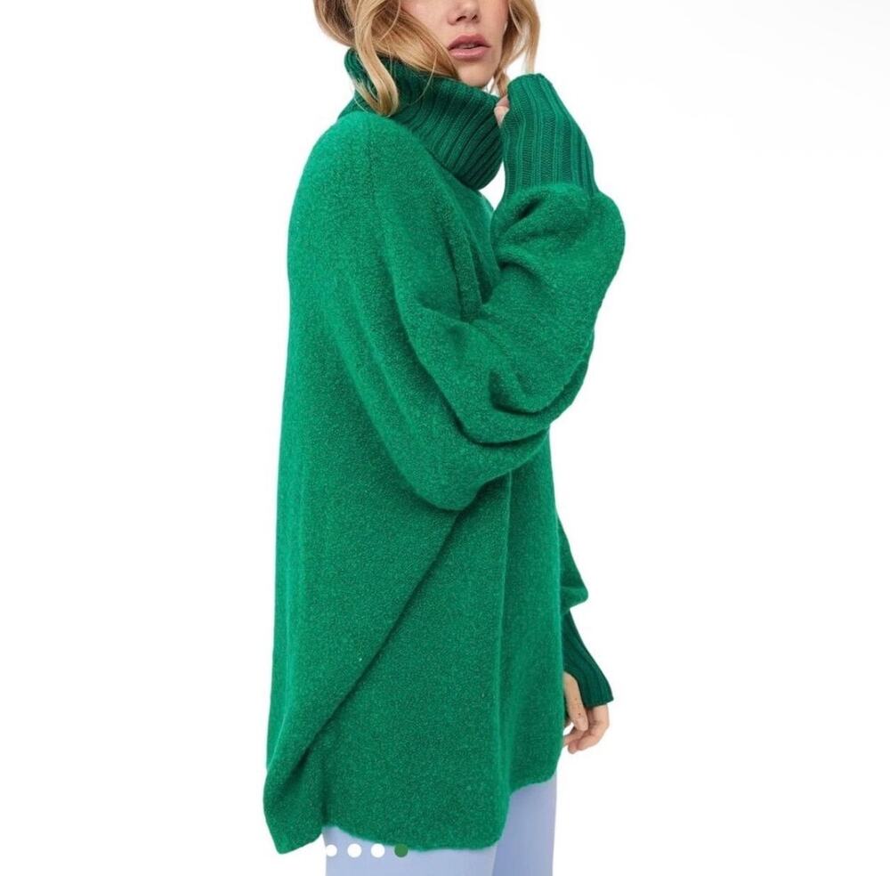 Aerie Chillside Kelly Green Oversized Turtleneck Sweater Womens Small